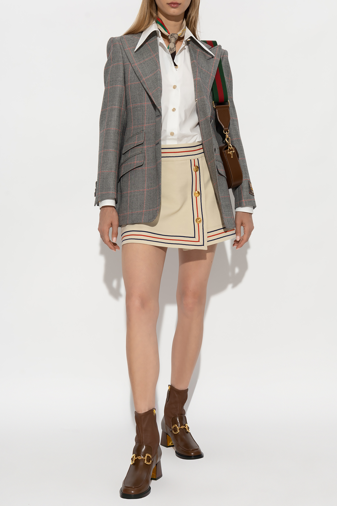 Grey Belted wool blazer Gucci - Футболка gucci со скидкой